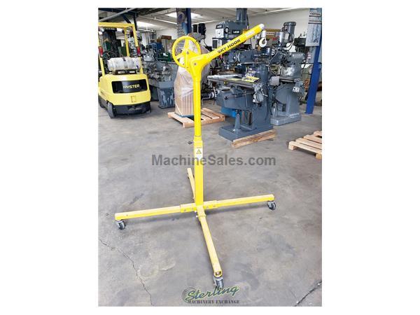 Used sky hook portable steel crane lifting de, Grizzly #8557, 500 lb., 4  swivel casters, fixed base, manual crank, #A5528 for sale - 156715