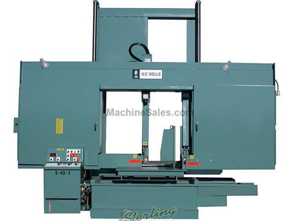 40&quot; x 40&quot; Brand New W.F. Wells Semi-Automatic Hydraulic Horizontal Large Capacity Twin Post Bandsaw, Mdl. S-40-3, Double Column with Linear Bearings (