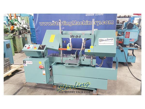 9&quot; x 17&quot; Brand New W.F. Wells Semi-Automatic Horizontal Twin Post Bandsaw *AMERICAN MADE*, Mdl. W-9-1, 1&quot; Bi-Metal Blade, Carbide Guides with Roller B