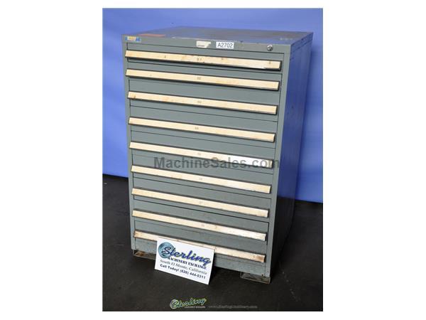 9 Drawers Used Stanley Vidmar Cabinet, 2- 2&quot; Drawers, 7- 3&quot; Drawers #A2702
