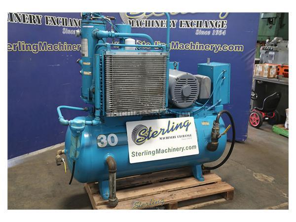 30 H.P. Used Leroi Horizontal Air Compressor Piston Type with Horizontal Tank, Mdl. Model 30, #A7315