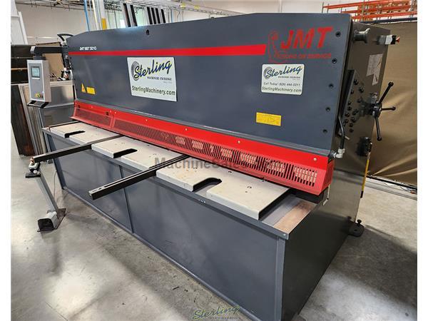 1/4&quot; x 10' Used JMT Hydraulic Plate Metal Cutting Shear (Great Condition), Mdl. JMT SBT 3010, Foot Pedal, Ball Transfers In Table, Front Material Supp