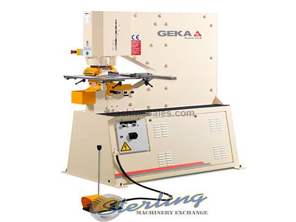60 Ton Brand New Geka Puma Series Hydraulic Ironworker with 5 Power Settings, Mdl. Puma 55SD, Technically Dimensioned Bed, Cylinder with Additional Gu