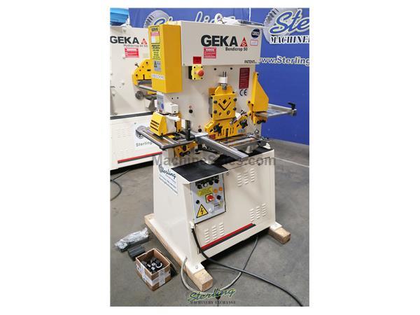55 Ton Brand New Geka Single Cylinder Hydraulic Ironworker, Mdl. Bendicrop 50, Permanent Bending Station, Micrometer Fine Adjustment, Quick Tool Chang