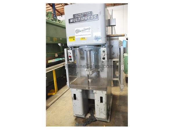 35 Ton x 15&quot; Used Denison Hydraulic MultiPress (C Frame Style), Mdl. SPLA35C, Safety Guards, C94 Automatic Valve, Manual Lever Control, Note: This mac