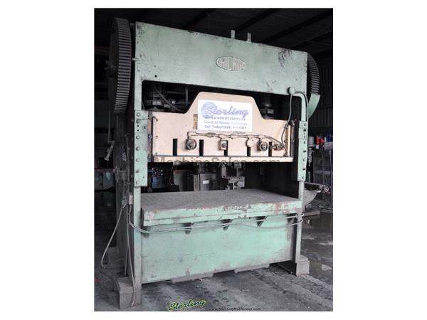 150 Tons x 10&quot; Used Chicago Straight Side Double Crank Punch Press, Mdl. , Air Clutch & Brake, Dual Palm Control, #A1968 *SPECIAL PRICE! ASK SALESPERS