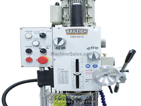 9&quot; x 31&quot; Brand New Baileigh Vertical Mill Drill , Mdl. VMD-931B, Recommended For Milling, Drilling, Tapping & Boring, 2 HP & 110V Single Phase, #2 Rad
