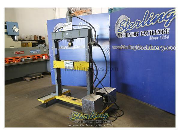 14 Ton x 14&quot; Used Hydraulic H Frame Press, Mdl. -, Manual Control, Hydraulic Pump Motor, Movable Table, 14&quot; STROKE, Portable, #A6808