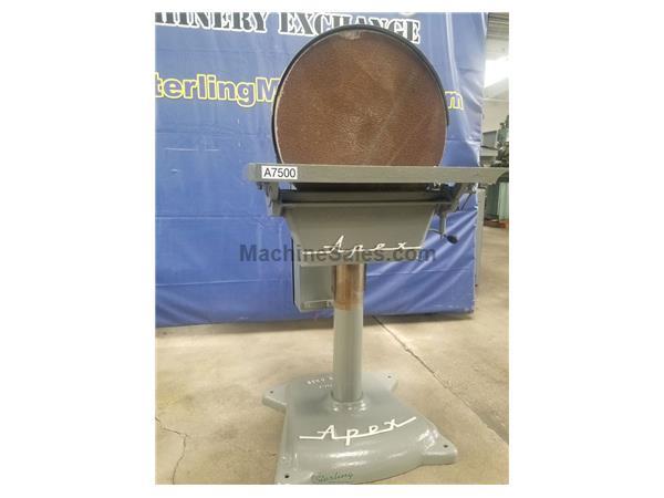20&quot; Used Apex Pedestal Disc Sander, Mdl. 20S, Table Elevating Mechanism, Table Tilt Handwheel, #A7500