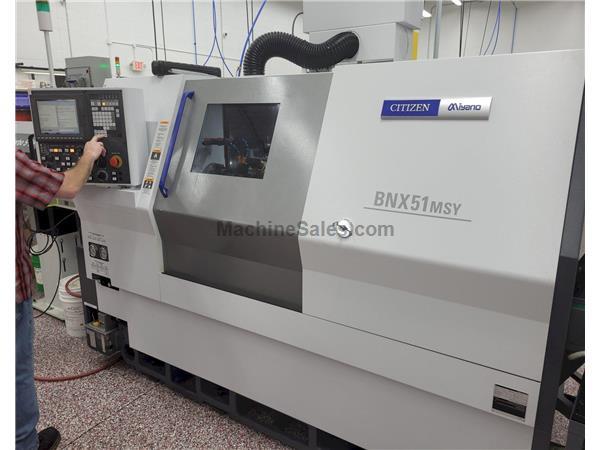 Citizen Miyano BMX-51MSY CNC Automatic Lathe, 7 Axis, 5000 RPM, 12 Pos. Turret, M70V Control, 20HP, High Pressure Coolant, FMB turbo 5-55 Barfeed, New