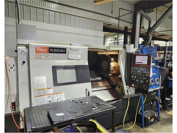 Mazak QT Nexus 450-II CNC Lathe, 33.26&quot; Swg., 40.12&quot; Centers,  6.5&quot; Bore, 2000 RPM, 24 Pos. Turret, Mazatrol Matrix Nexus Ctrl, 50HP,  Year 2008