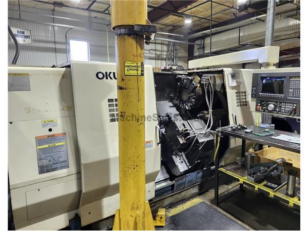 Okuma Impact LU15-M CNC Lathe, with Hyd. steady rest. 2-Turrets, live milling, OSP-U100L Ctrl, 22HP, New 2002