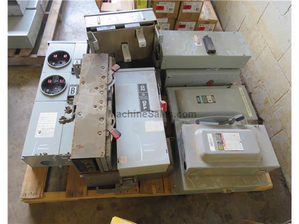 PALLET OF VARIOUS DISCONNECT SWITCHES AND POWER METER STACK